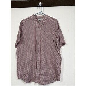 Columbia Button Down Shirt Mens size XL Red Plaid Short Sleeve